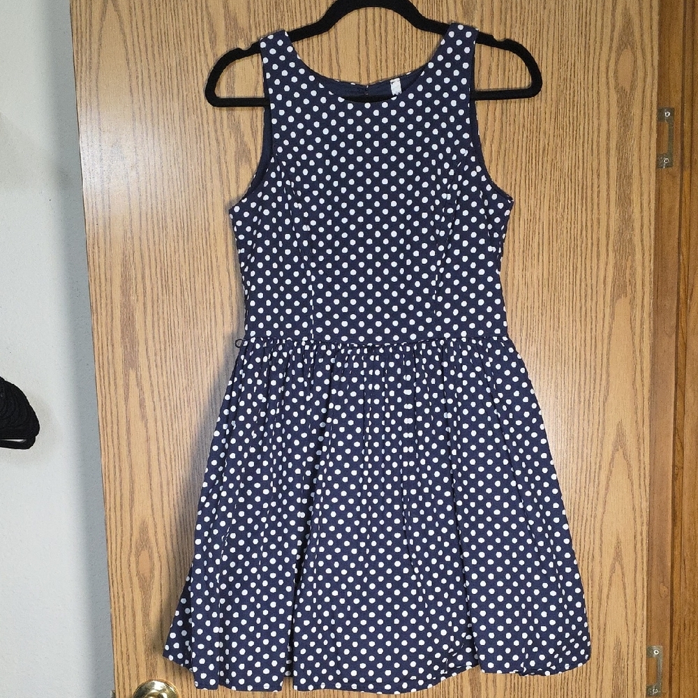 R n B Size L Elegant Navy Polka Dot Dress